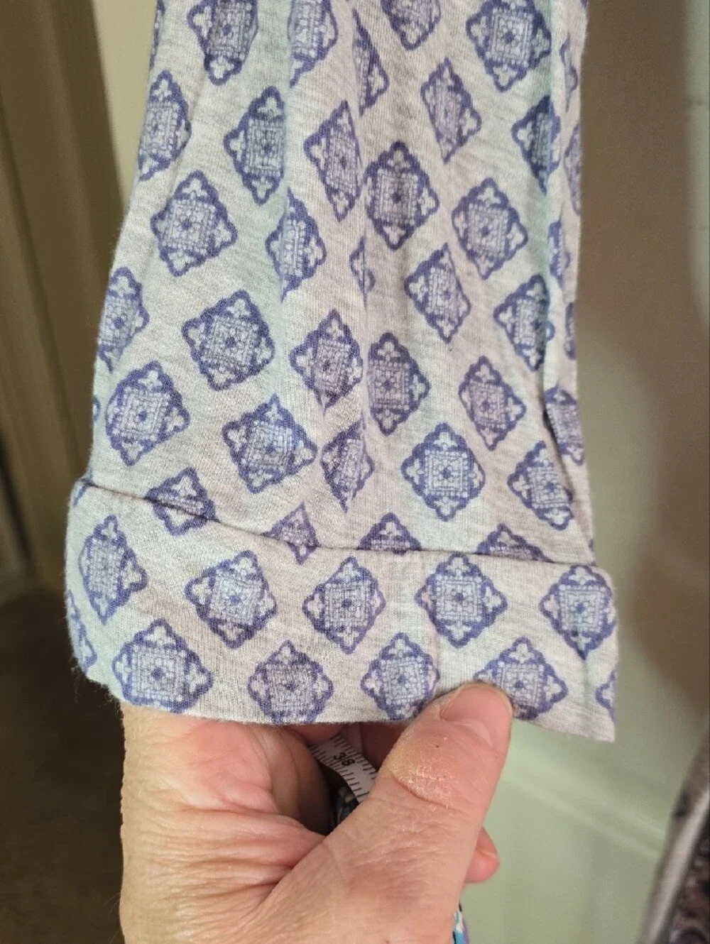 Artisan Blue & White Geometric Print‎ Top